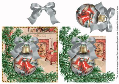 Christmas Bells Bauble Decoupage Step by Step Sheet