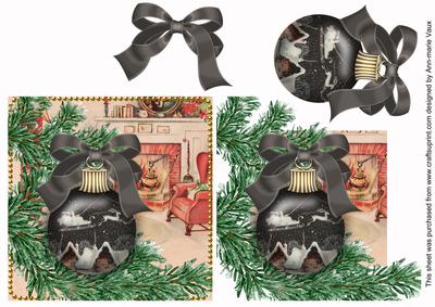 Christmas Night Bauble Decoupage Step by Step Sheet