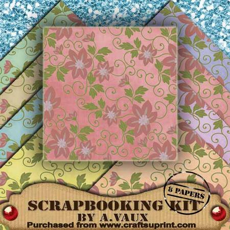 All Over Floral Vine Pastels 8 Scrapbooking Papers Kit