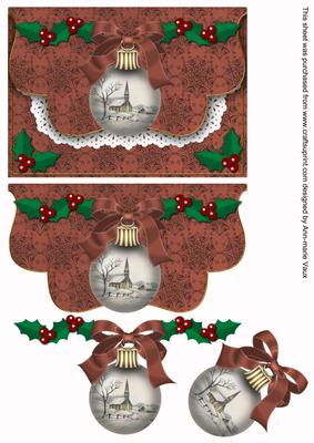 Church Lights on Bauble Flap Decoupage Step by Step Sheet