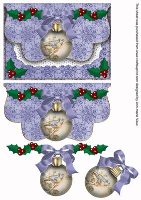 Old Blue Tit Bauble Flap Decoupage Step by Step Sheet