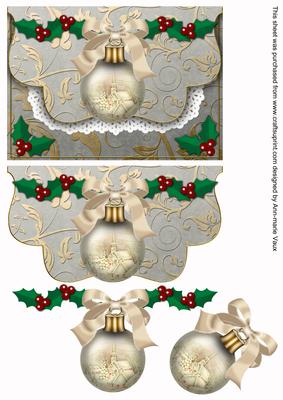 Cream Church 2 Bauble Flap Decoupage Step by Step Sheet