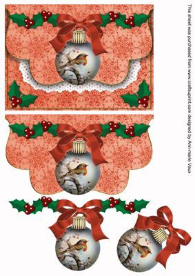Red Robin 1 Bauble Flap Decoupage Step by Step Sheet