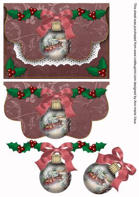 Sleighride Bauble Flap Decoupage Step by Step Sheet