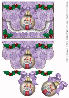Choirboys Lilac Bauble Flap Decoupage Step by Step Sheet
