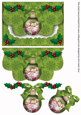 Christmas Cat Bauble Flap Decoupage Step by Step Sheet