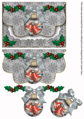 Christmas Bells Bauble Flap Decoupage Step by Step Sheet