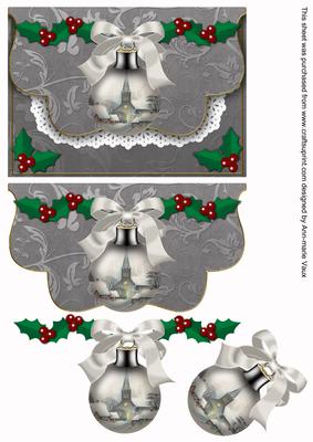 Village Church Bauble Flap Decoupage Step by Step Sheet