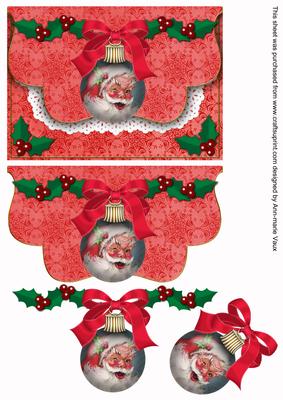Father Christmas Bauble Flap Decoupage Step by Step Sheet