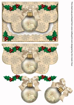 Cream Village Church 1 Bauble Decoupage Step by Step Sheet