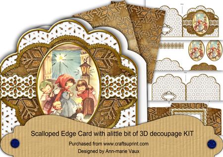 Nativity Bronze Anglaise Scallop Step by Step 3D Card Kit