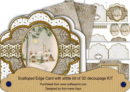 Winter Pub Grey Anglaise Scallop Step by Step 3D Card Kit