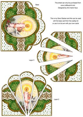 Candle Angel Green Anglaise Scallop Deco Stacker