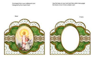 Candle Angel Green Anglaise Scallop Card Base and Frame