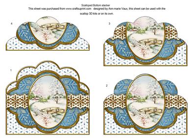 Pretty Snow Scene Blue Anglaise Scallop Bottom Stacker