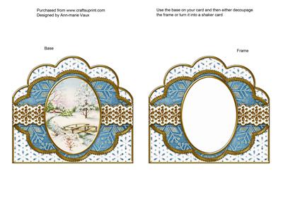 Pretty Snow Scene Blue Scallop Card Base and Frame