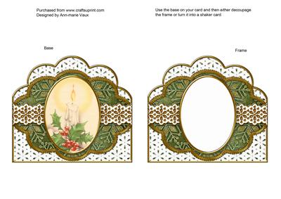 Single Candle Green Scallop Card Base and Frame