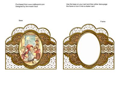Nativity Bronze Scallop Card Base and Frame