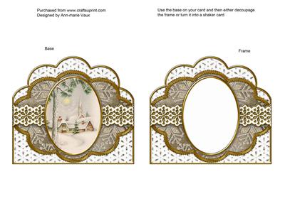 Winter Pub Grey Anglaise Scallop Card Base and Frame