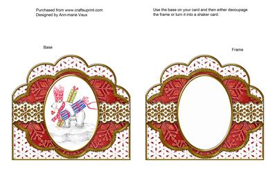 Present Polar Bear Red Anglaise Scallop Card Base and Frame