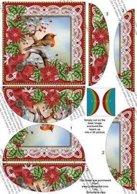 Red Robin Poinsettia 5in Side by Side Round Stacker