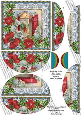 Christmas Door Poinsettia 5in Side by Side Round Stacker