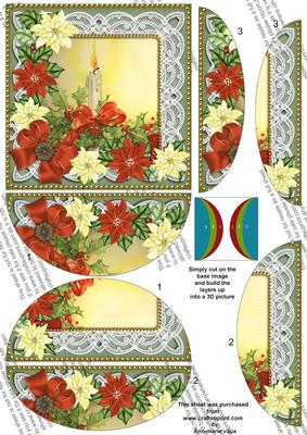 Christmas Candle Poinsettia 5in Side by Side Round Stacker