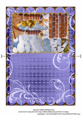 Christmas Angels Bell Ringing Scallop Card