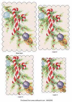 Christmas Candy Cane Scallop Pyramid Toppers
