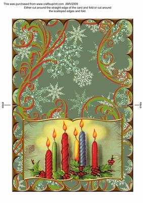 Christmas Candles Scallop Edge Book Card