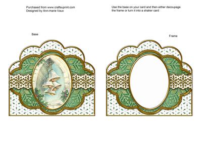 Snow Bells Green Scallop Card Base Frame