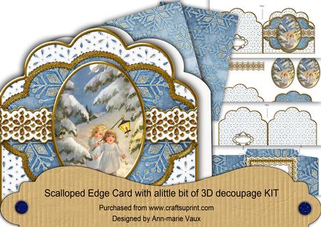 Lantern Children Blue Scallop 3D Step by Step Card Kit