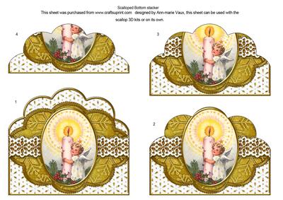 Christmas Candle Angel Gold Anglaise Scallop Bottom Stacker