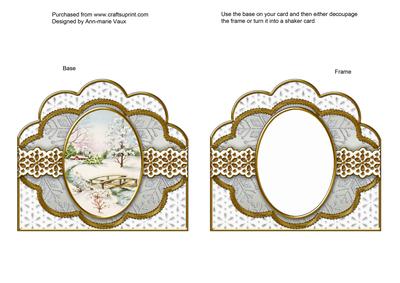 Pretty Snow Scene Silver Anglaise Scallop Card Base Frame