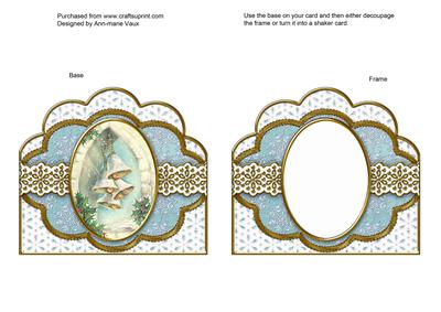 Snow Bells Blue Anglaise Scallop Card Base Frame