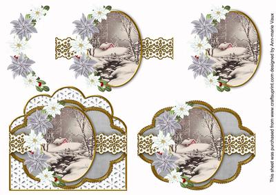 Winter Walk Grey Scallop 3D Decoupage Step by Step