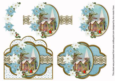Christmas Service Blue Scallop 3D Decoupage Step by Step