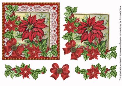 All Red Poinsettias Step by Step Decoupage Sheet