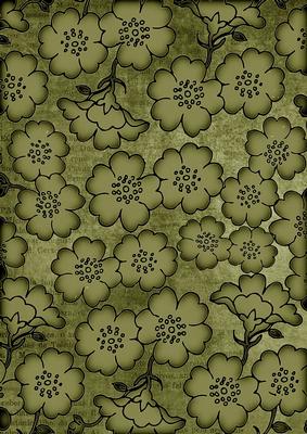 Olive All Over Floral Blossom A4 Backing Paper