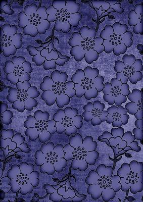 Blue All Over Floral Blossom A4 Backing Paper