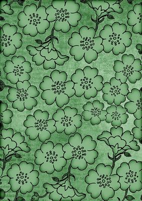 Mint Green All Over Floral Blossom A4 Backing Paper
