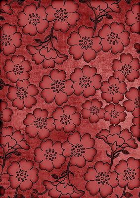 Red All Over Floral Blossom A4 Backing Paper