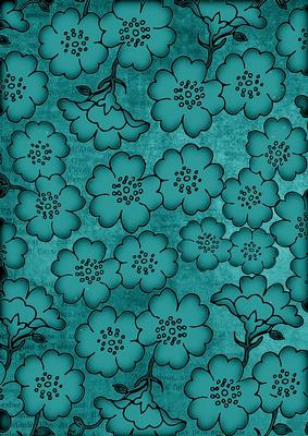 Teal All Over Floral Blossom A4 Backing Paper