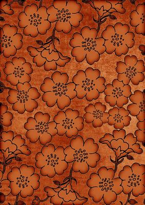 Burnt Orange All Over Floral Blossom A4 Backing Paper