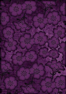 Purple All Over Floral Blossom A4 Backing Paper