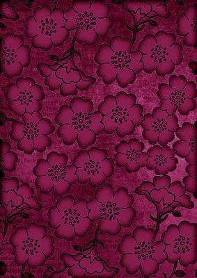 Cerise All Over Floral Blossom A4 Backing Paper