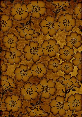 Gold All Over Floral Blossom A4 Backing Paper
