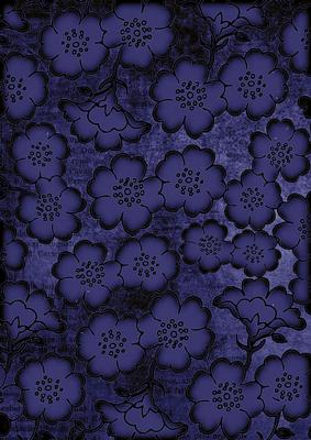 Dark Blue All Over Floral Blossom A4 Backing Paper