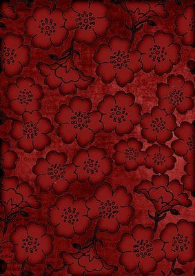 Dark Red All Over Floral Blossom A4 Backing Paper