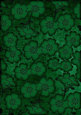 Dark Green All Over Floral Blossom A4 Backing Paper